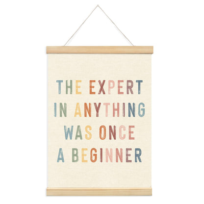 Lacama The Expert at Anything Was Once a Beginner Wooden Poster Hanger, Motivational Classroom Posters Hanger Frame, Inspirational Wall Art, Mental Health Decor for Classroom