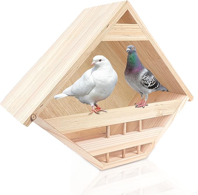 Mourning Dove Nesting Box Cedar Wooden Birdhouses Shelter Triangular Opening Pigeon Roosting Platform for Outdoors Garden Yard Decor