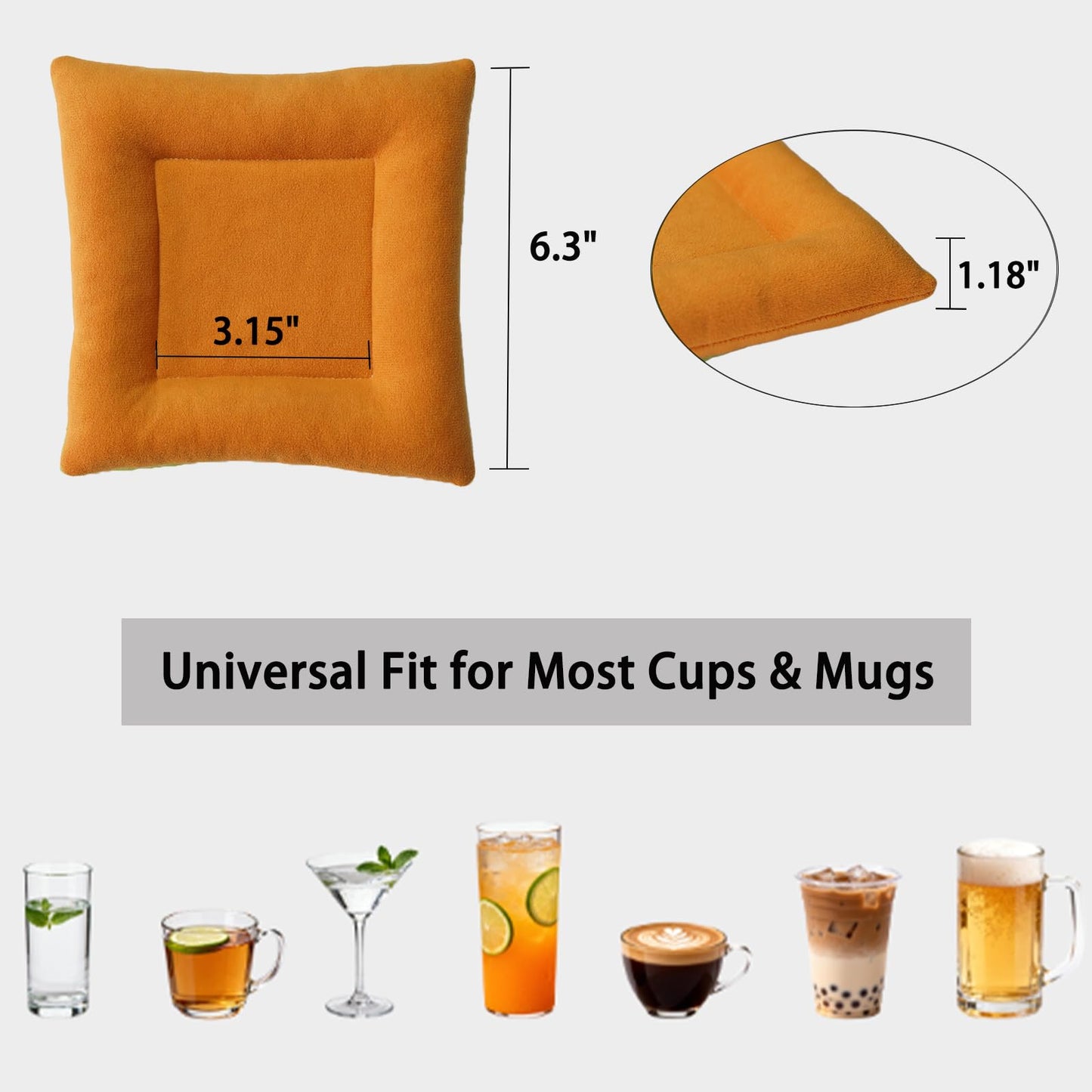 Chvioz 2Pcs Coasters for Drinks Coaster Set for Coffee Beer Wine Drink Coasters for Table Protection Housewarming Birthday Gift (Orange)