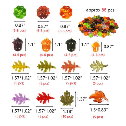 HappyFiller Fall Vase Filler Decorative Acrylic Pumpkins Squirrel Acorns Leaves Gems 15 Styles 88 PCS for Party Table Scatters,Harvest Thanksgiving Craft,Sensory Bin Fillers,Home Decor