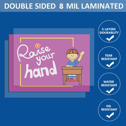 SANTSUN 9 Good Habits Polite Class Rules Teacher Classroom Signs.English Poster Classroom Wall Decoration. Class Organization Charts.