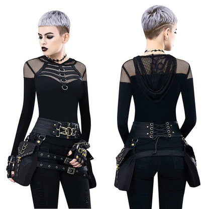 Waist Bag Belt Purse Fanny Pack Crossbody Motorcycle Hiking Phone Holder Wallet Vintage Leather Casual Fashion Daypack Gothic Festival Costume Hip Pouch for Women Men (Com)