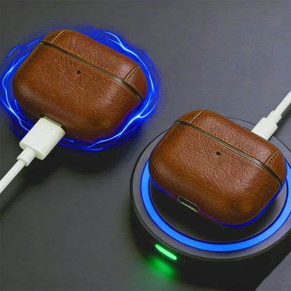 for Airpods 4 Case Leather with Keychain, Retro Leather Wireless Charging Protective Headphone Case Cover for Apple Airpods 4th Generation 2024 Front LED Visible for Man Women(Lightbrown)