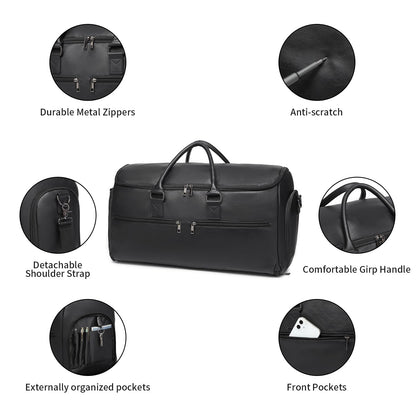 seyfocnia Carry On Garment Bag for Travel, Convertible Travel Garment Bag for Men Women, 2 in 1 Hanging Suitcase Suit Business Travel Bag, Black