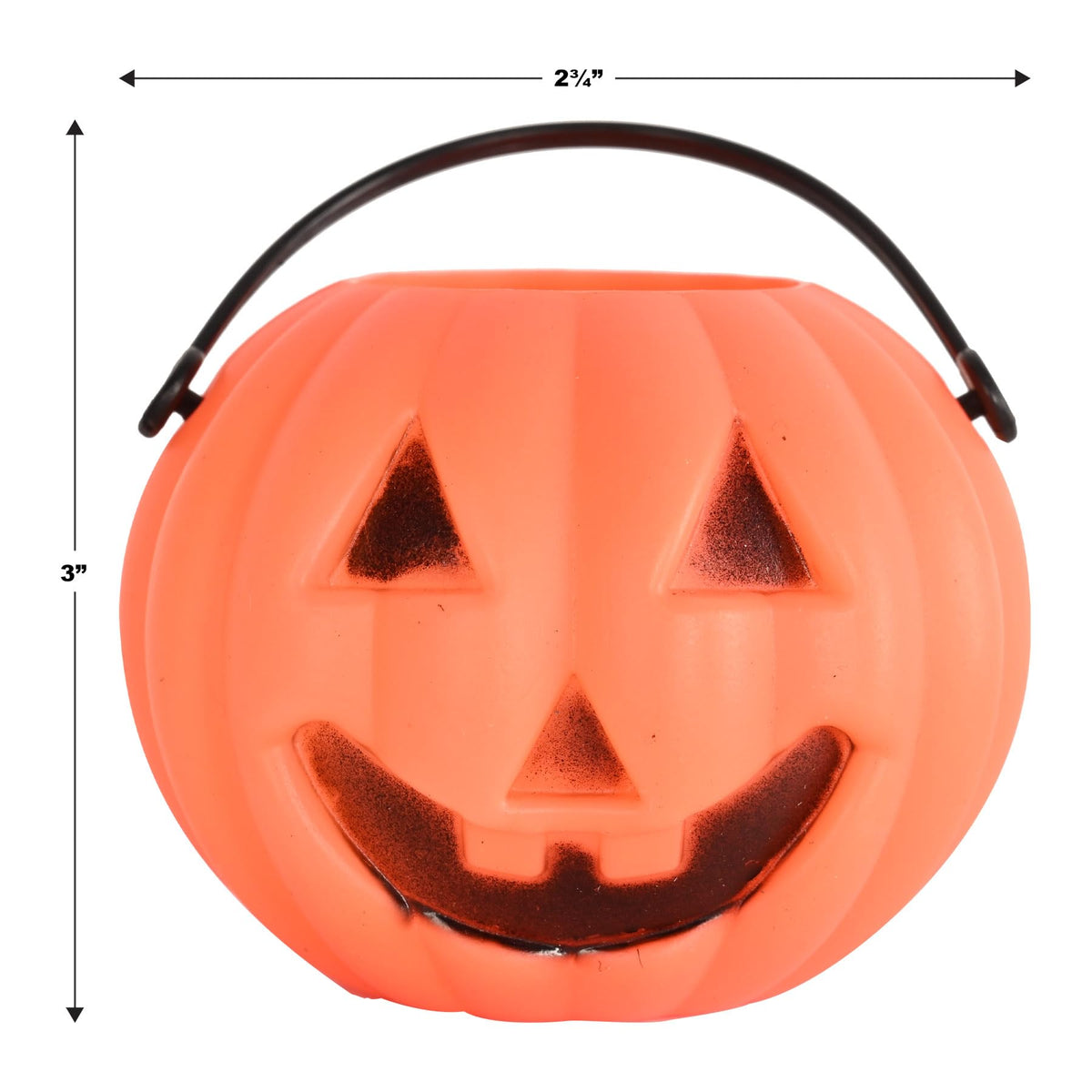 Beistle Mini Plastic Pumpkin Buckets – 12 Pack, Small Orange Jack-O’-Lantern Pails with Handles, Halloween Candy Containers & Tabletop Décor, Trick-or-Treat Accessories for Haunted House, 3" x 2¾"