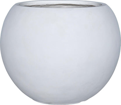 Panlaolao 13.5 H x 17" Dia (12" Pot Opening) Round Fiberstone Planter with Drainage Hole, White, Indoor/Outdoor Large Plant Pot for Home Patio Garden, Ideal for Large Plants