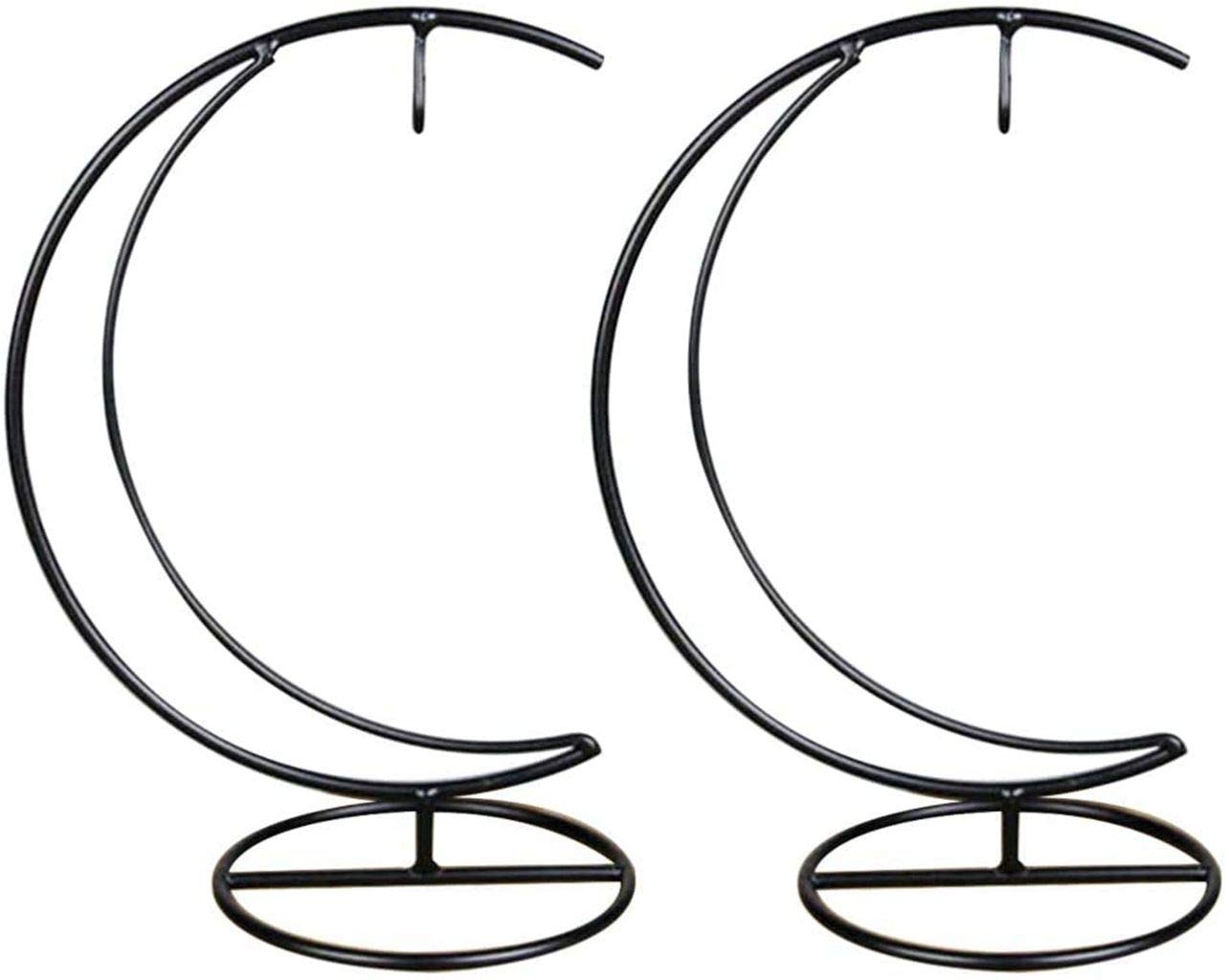 WAJJ Ornament Display Stand, 2 Pack Iron Hanging Stand Rack Holder for Hanging Glass Globe Air Plant Terrarium, Witch Ball and Home Wedding Decoration (Moon)