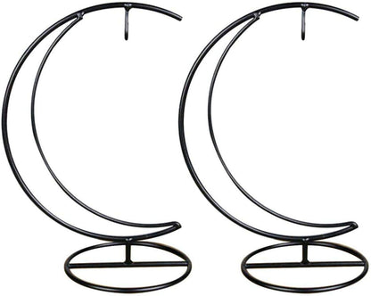 WAJJ Ornament Display Stand, 2 Pack Iron Hanging Stand Rack Holder for Hanging Glass Globe Air Plant Terrarium, Witch Ball and Home Wedding Decoration (Moon)