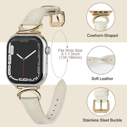 mxiixnai Leather Band Compatible with Apple Watch Bands for Women, Dressy Designer Strap with C-Shape Metal Buckle for iWatch Series 11/10/9/8/7/6/5/4/3/2/1/se(38mm 40mm 41mm 42mm,Starlight/Gold)