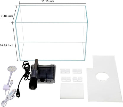 Vimvins 5 Gallon Glass Small Fish Tank with Filter Light and Lid, Betta Aquarium Starter Kits