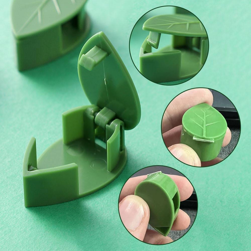Plant Climbing Wall Fixture Clips with 100 Acrylic Adhesive Stickers, 2024 New Mini Leaf Clips Plant Support Clips, Self-Adhesive Invisible Wall Vines Fixing Clips Hook Plant Vine Traction (50 PCS)