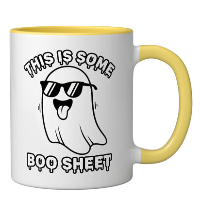Halloween This Is Some Boo Sheet Retro Funny For Men Ceramic Mug, Yellow/White