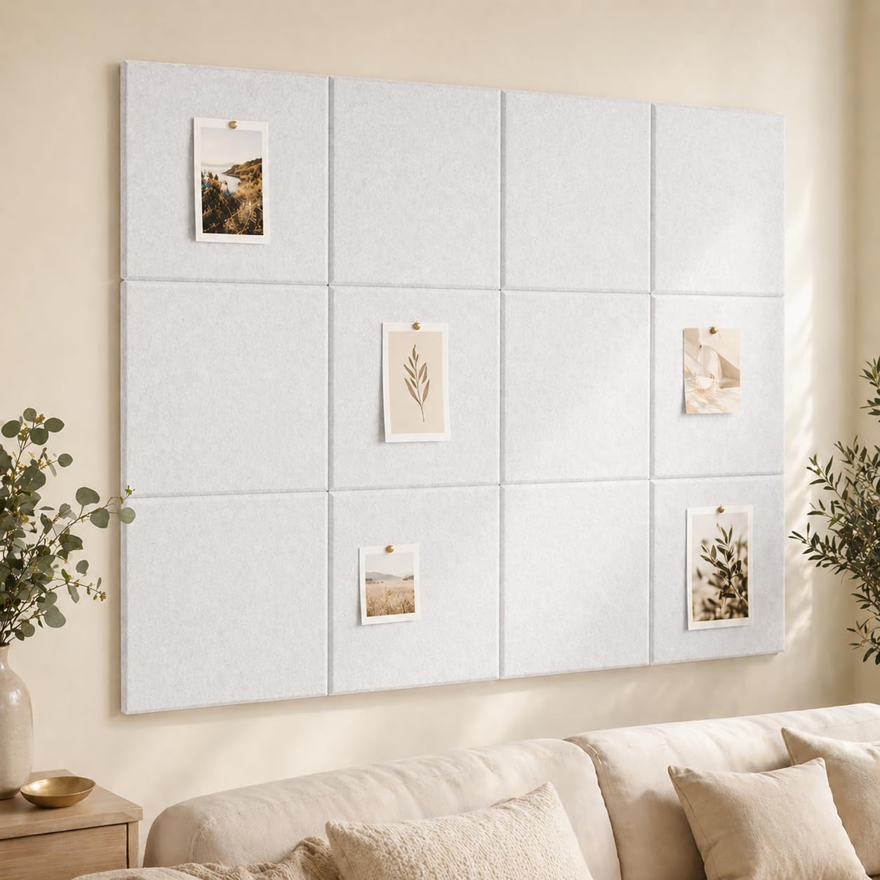 Baysola Felt Bulletin Board Panels 48 x 36 Inch Self Adhesive Wall Tiles Cork Board Alternative for Office Classroom Photos Notes 12 Pack