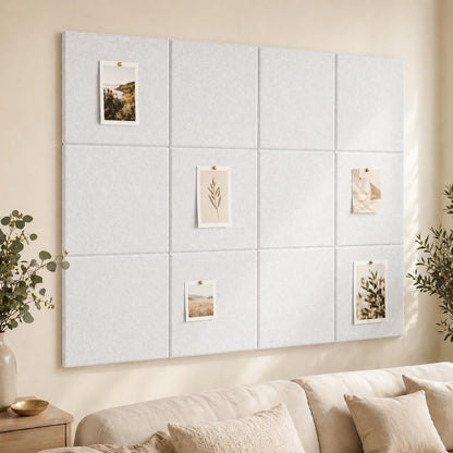 Baysola Felt Bulletin Board Panels 48 x 36 Inch Self Adhesive Wall Tiles Cork Board Alternative for Office Classroom Photos Notes 12 Pack