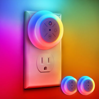 Dawnrise Night Lights Plug Into Wall,Dusk to Dawn Sensor,2 Pack,12-Color Changing Led Plug in Night Light Dimmable for Bedroom,Stairs,Kitchen,Hallway,Utility Room,Kids Room