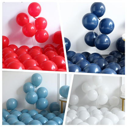 Baseball Balloon Garland Arch Kit,141pcs Red White Deep blue Twilight blue with 3D Baseball bat Star Balloons for Party Supplies