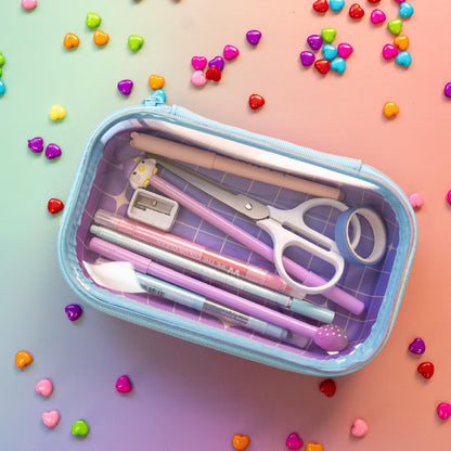 ZIPIT Clear Top Pencil Case for Girls, Durable Pencil Box for School, Large Capacity Stationery Case, Purple