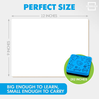 Scribbledo Small Dry Erase Boards for Students, 6 Pack 9 x 12 Double Sided White Boards with 6 Erasers, Student White Boards for Classroom, Personal Whiteboards for Kids, Mini Lap Boards