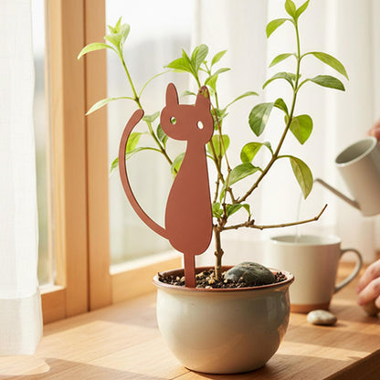 Elegant Cat Metal Garden Stake – Powder-Coated Steel Plant Pick for Pots & Planters, Rustic Indoor/Outdoor Decorative Accent