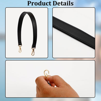 cadupor Black Leather Purse Strap, PU Leather Purse 1 Inch Wide 19 Inch Long Purse Strap Replacement with Swivel Clasps for Tote Shoulder Bag