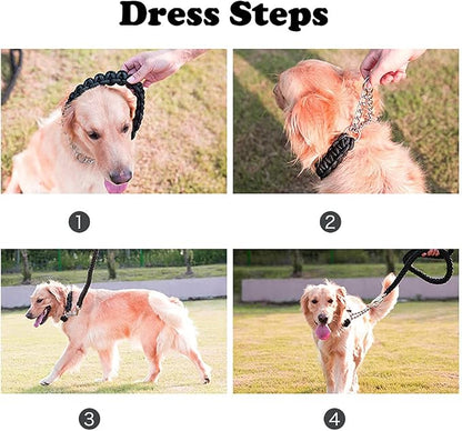 Love Dream Dog Collar and Leash Set, Heavy Duty Nylon Braided Rope Strong 4 FT Dog Leash and Martingale Training Collar for Small Medium Large Dogs Training and Walking (Red & Pink)