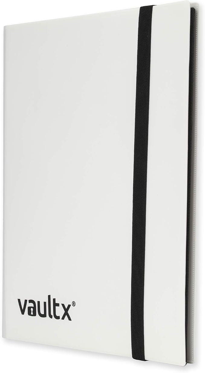 Vault X 9 Pocket Standard Strap Binder, Holds 360 Trading Cards in 20 Side-Loading Pages (White)