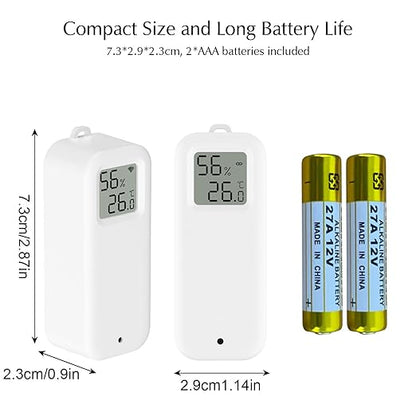 Room Thermometer Indoor, WiFi Humidity Meter with Smart Alert, Data Storage and Calibration, Temperature and Humidity Monitor for Baby Room, Greenhouse, White 1 Pack with Screen