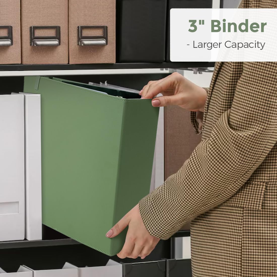 SKYDUE 3 Ring Binder 3 Inch D Ringr with Clipboard, PU Heavy Duty Clipboard Binder with Notepad & 5 Dividers with 5 Pockets, Labels, Clipboard Folder Great for School Office