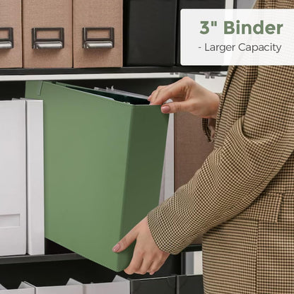 SKYDUE 3 Ring Binder 3 Inch D Ringr with Clipboard, PU Heavy Duty Clipboard Binder with Notepad & 5 Dividers with 5 Pockets, Labels, Clipboard Folder Great for School Office