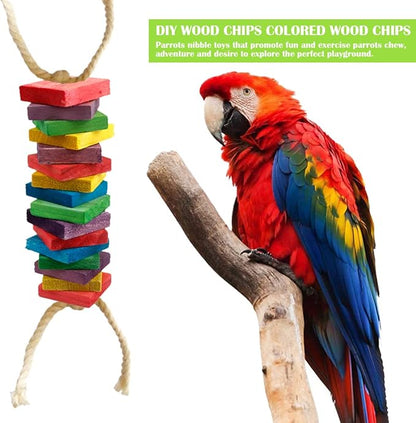 100 Pieces Parrot Wooden Chewing Toy Parrot Bite Toy Parrot Chewing Blocks for Small, Medium, Large Parrot Budgies Parakeet Cockatiel(Mixed Color)