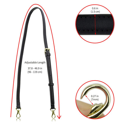 Allzedream Leather Purse Strap Replacement Crossbody Handbag Long Adjustable (Black)