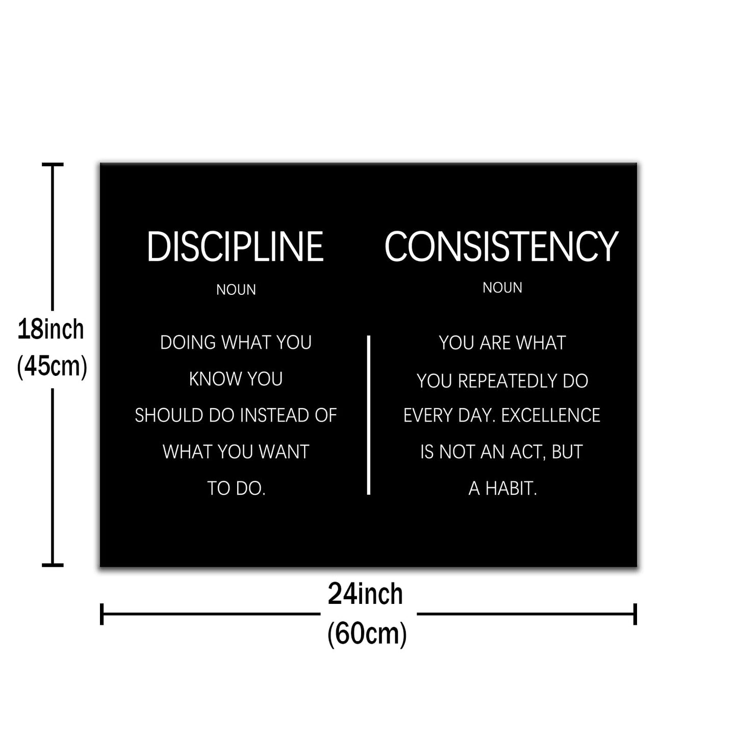 Consistency Discipline Inspirational Office Poster Wall Decor Motivational Wall Art Quote Picture Inspiring Canvas Painting Prints for Modern Bedroom Workplace Gym Ready to Hang [24''W x 18''H]