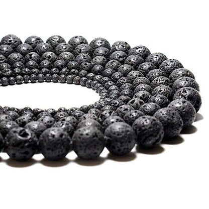 Natural Stone Beads 100pcs 6mm Black Lava Round Genuine Stone Beading Loose Gemstone Hole 1mm DIY Beads for Essential Oil Yoga Bracelet Necklace Earrings Jewelry Making (Black Lava Stone Beads,6mm)