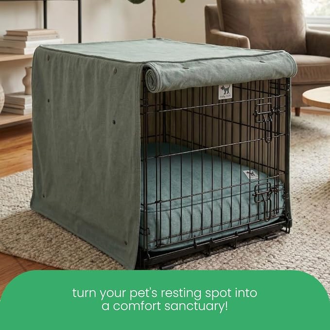 Molly Mutt Quiet Light Dog Crate Cover, GOTS-Certified 100% Organic Cotton Canvas Cover for Dog or Puppy Kennel and Cage, Washable, Free of Harmful Chemicals, Medium/Large, Fits 30"x19"x21" Crate