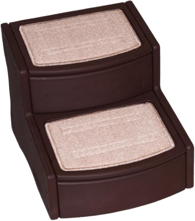 Pet Gear Easy Step II Pet Stairs, Chocolate, 2 Step | For Cats/Dogs up to 75 Pounds, Portable, Removable Washable Carpet Tread, No Tools Required