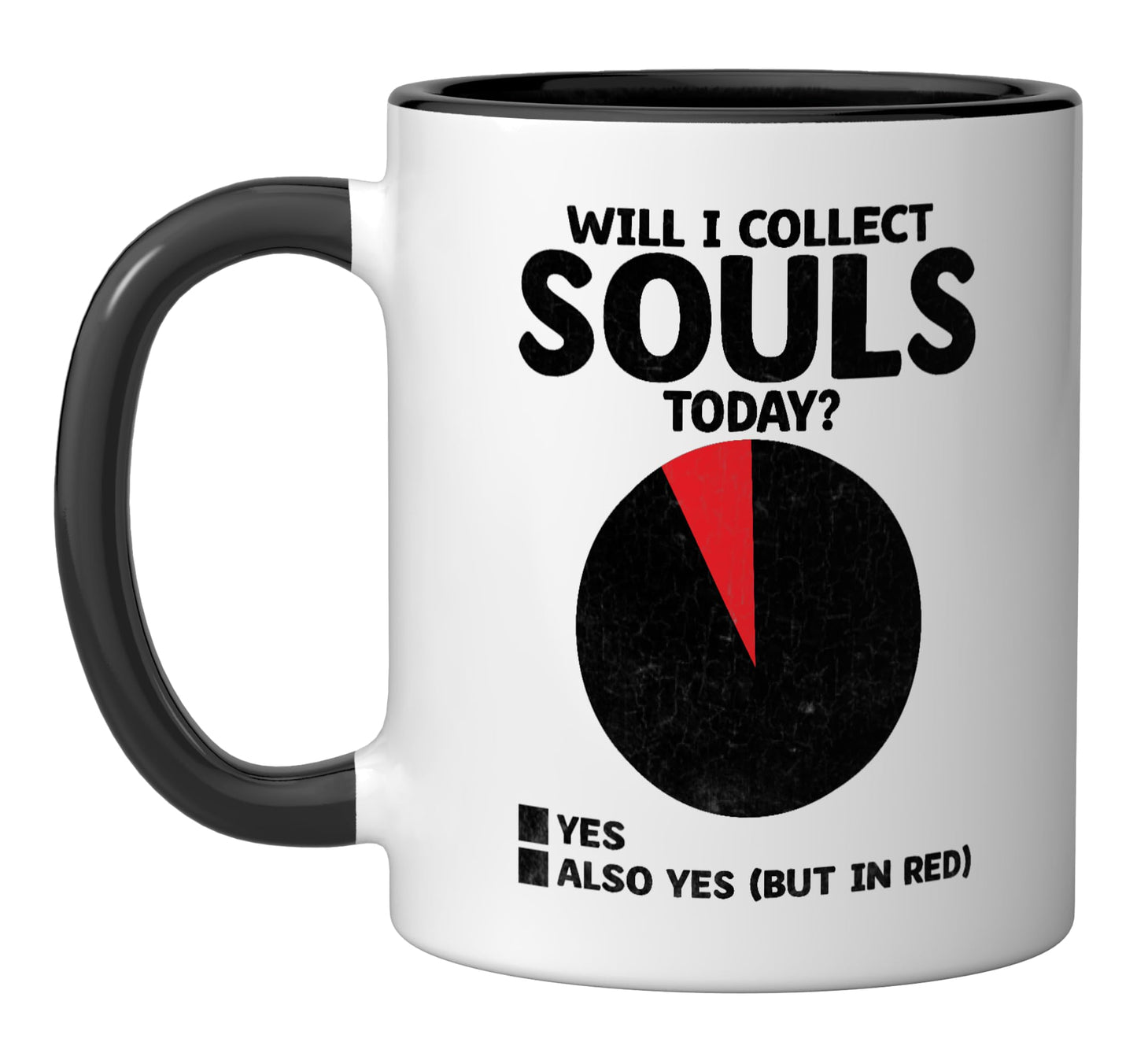 Will I Collect Souls Today Grim Reaper Halloween Ceramic Mug, Black/White