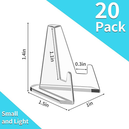Reastar Card Display Stand, 20 Pack Small Easel Stand, Acrylic Picture Holder Stands, for Challenge Coin Graded Card Sports Card Trading Card PSA Card Baseball Card (1.4 Inch Tall)
