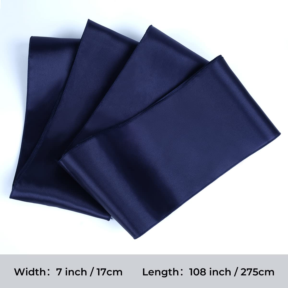 Satin Chair Sashes Ties - Babenest Upgraded 50 pcs Chair Ribbons Bows for Wedding Banquet Party Christmas Baby Shower Events Decoration (Navy Blue)