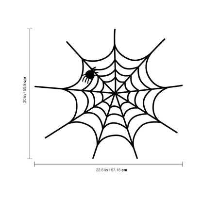 Vinyl Wall Art Decal - Spiderweb - 20" x 22.5" - Fun Halloween Web Seasonal Decoration Sticker - Teens Adults Indoor Outdoor Wall Door Window Living Room Office Decor (20" x 22.5"; Black)