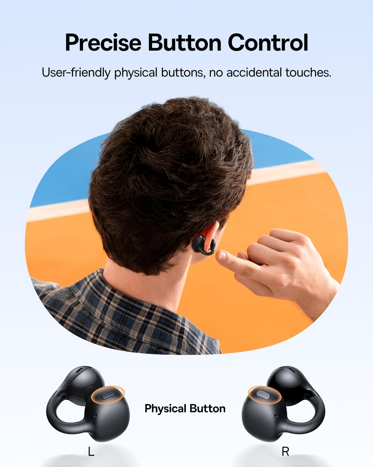 Baseus Bass BC1 Open Ear Earbuds Clip-On Headphones, Open-Ring Comfort with Tri-Curve Snug Clip, Powerful Sound with SuperBass, 4-Mic Clear Calls, IP55 Waterproof, 38H Playtime, Lightweight