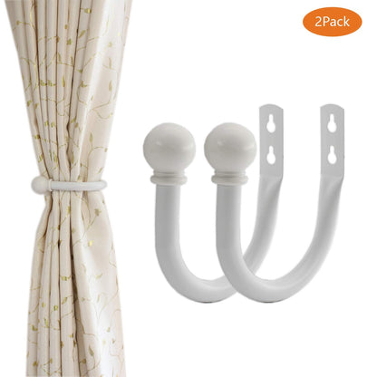 Decorative Curtain Holdbacks,ULIFESTAR Wall Mounted Window Drapery Tiebacks Hooks Drape Holdbacks Holders for Bedroom,Livingroom,Office with Installation Screws (White)