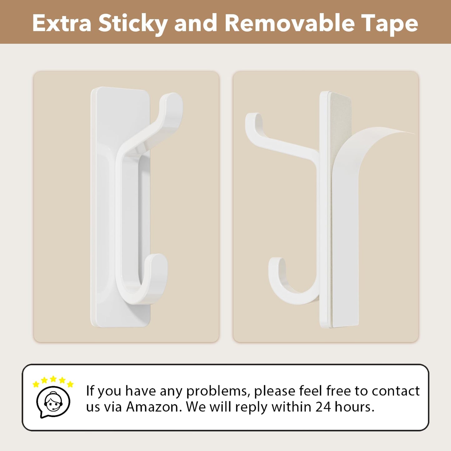 pickpiff Wall Hooks for Coat and Towel: 13LB Strong Adhesive Door Hanger Stick on, White 6 Pack