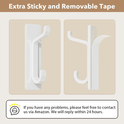 pickpiff Wall Hooks for Coat and Towel: 13LB Strong Adhesive Door Hanger Stick on, White 6 Pack
