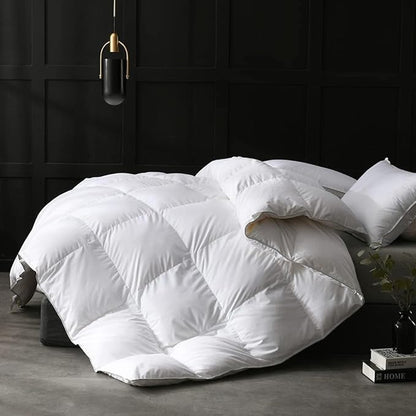 APSMILE Luxurious Down Feather Fibers Comforter California King - Ultra-Soft Fluffy Duvet Insert, High Fill-Power Hotel Comforter, 57 Oz Medium Warmth Bedding for All Season (Solid White, 104x96)