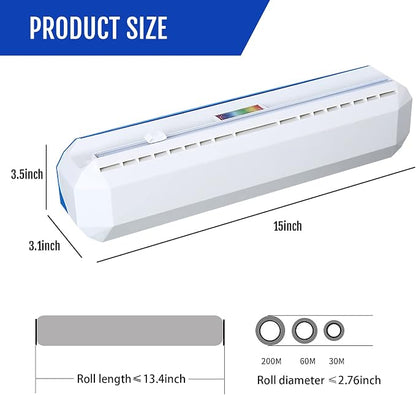 Plastic Wrap Dispenser with Cutter, Reusable Cling Film Dispenser, Cling Wrap Dispenser with Slide Cutter, Also for Aluminum Foil, Tin Foil, Baking Paper (XL)