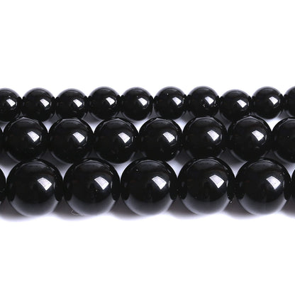32PCS 12MM Natural Black Agate Stone Beads Round Loose Beads for welry Making DIY Bracelet Necklace Accessory 15 Inches