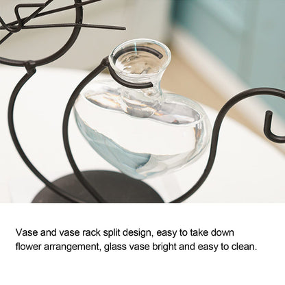 Cat Glass Planter Vase Holder - Plant Terrarium - Simple Cat Iron Flower Ware Hydroponic Flower Arrangement Vase (Sit)