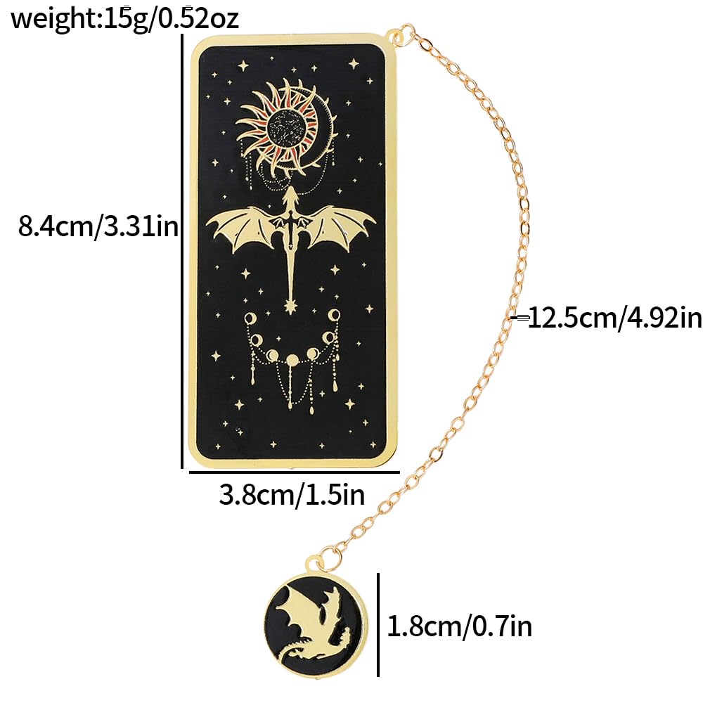Fantasy Fourth Wing Dragon Bookmark - Cute Metal Bookmark Combines Dragons, Swords, Glow-in-The-Dark Feathers Elements, a Collectible Gift for Novel Fans Book Lover(2pcs Style B)