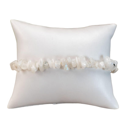 Down To Earth Moonstone Natural Gemstone Bracelets, Chakra Crystal Healing Chip Stretch Bracelets, Gemstone Polished Irregular Crystals, Crystal Irregular Chips Beads Stretch Bracelets (Moonstone)