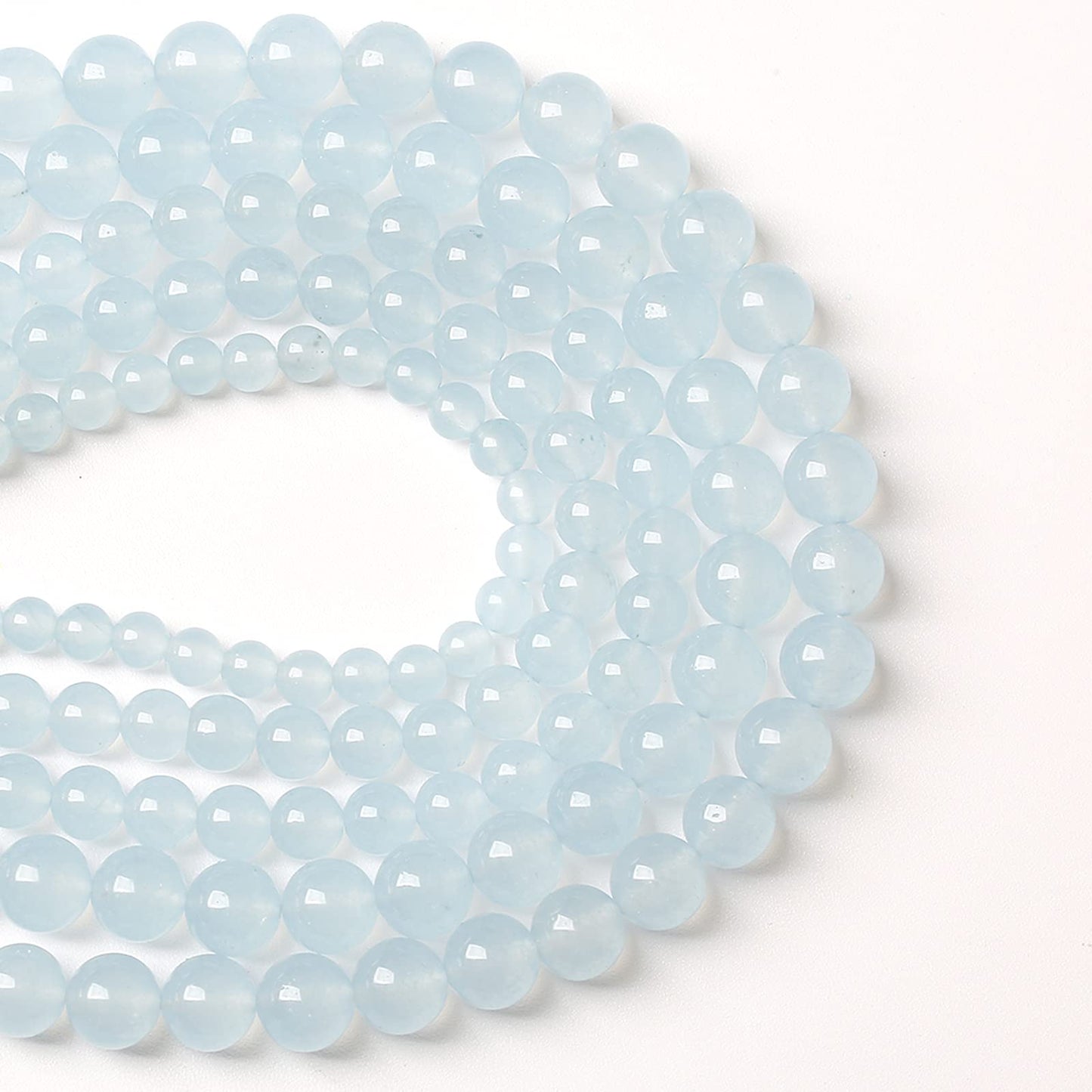 8MM 46PCS Natural Stone Light Blue Chalcedony Loose Beads for Jewelry Making DIY Bracelet Necklace